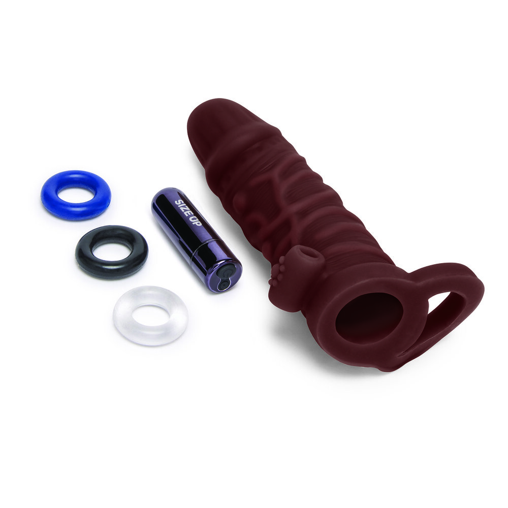 Size Up Silicone Vibrating Realistic 1 Inch Extender - Image 2